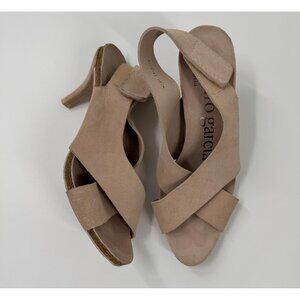 Pedro Garcia Libby Suede Cross Strap Heeled Sandals Size 38 or 8